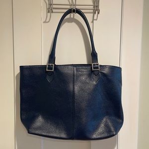 Brooks Brothers Pebbled Navy Leather Tote Bag
